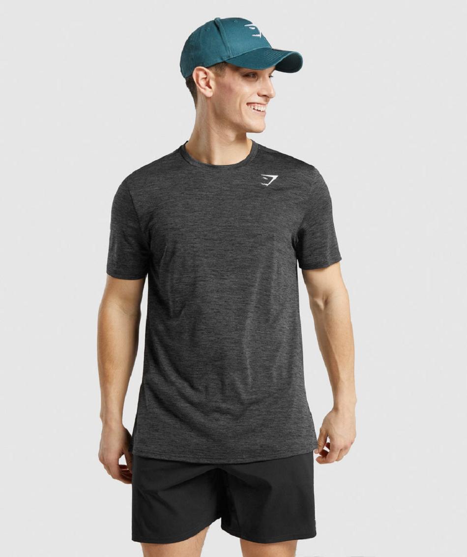 T Shirts Męskie Gymshark Arrival Marl Czarne | PL 3935CTV